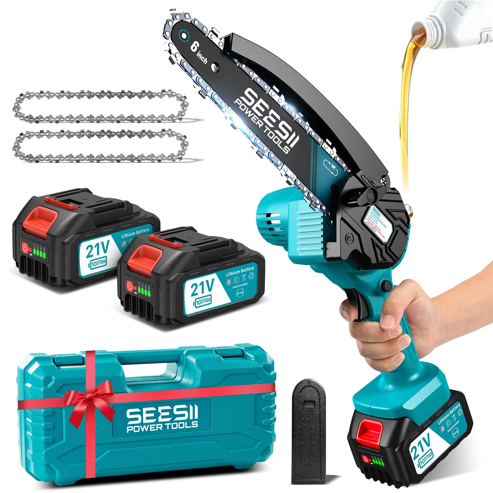 Seesii M6 Pro - Mini tronçonneuse à batterie