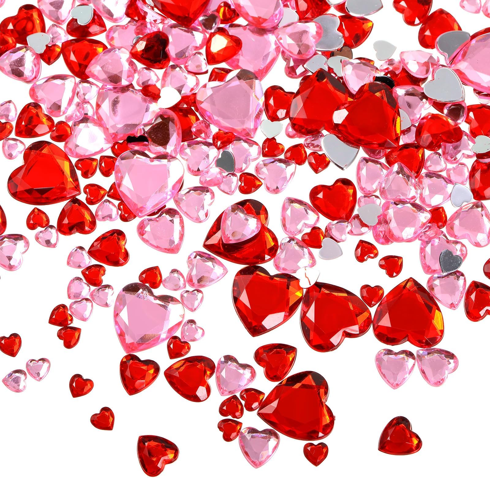 Amazon.com: 1032 Pieces Acrylic Heart Rhinestone Heart Crystal Gems ...