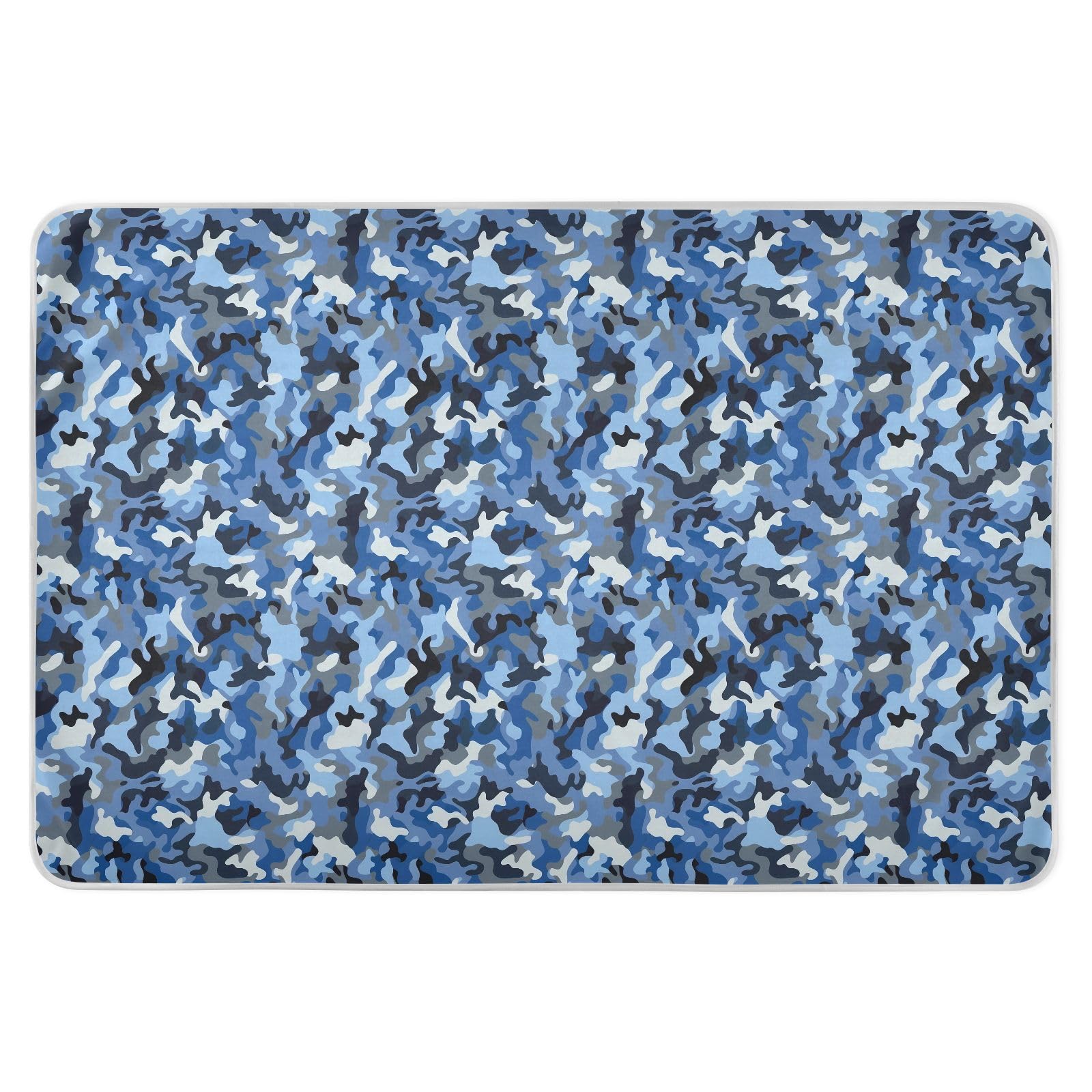 Camouflage Blue Bed Underpads Soft Absorbent Crib Pee Skin-Friendly Travel for Children Adults Pets , 52