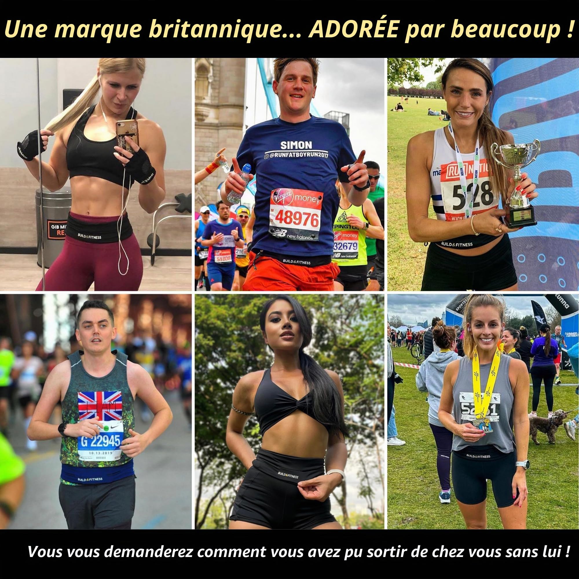Build & Fitness Ceinture Running à Fermeture Éclair, Clip de Clé Sécurisé – Légère, Petite, Unisexe – Pour Téléphone, Clés, Carte, Airpods – Course à Pied, Gym, Jogging, Vélo