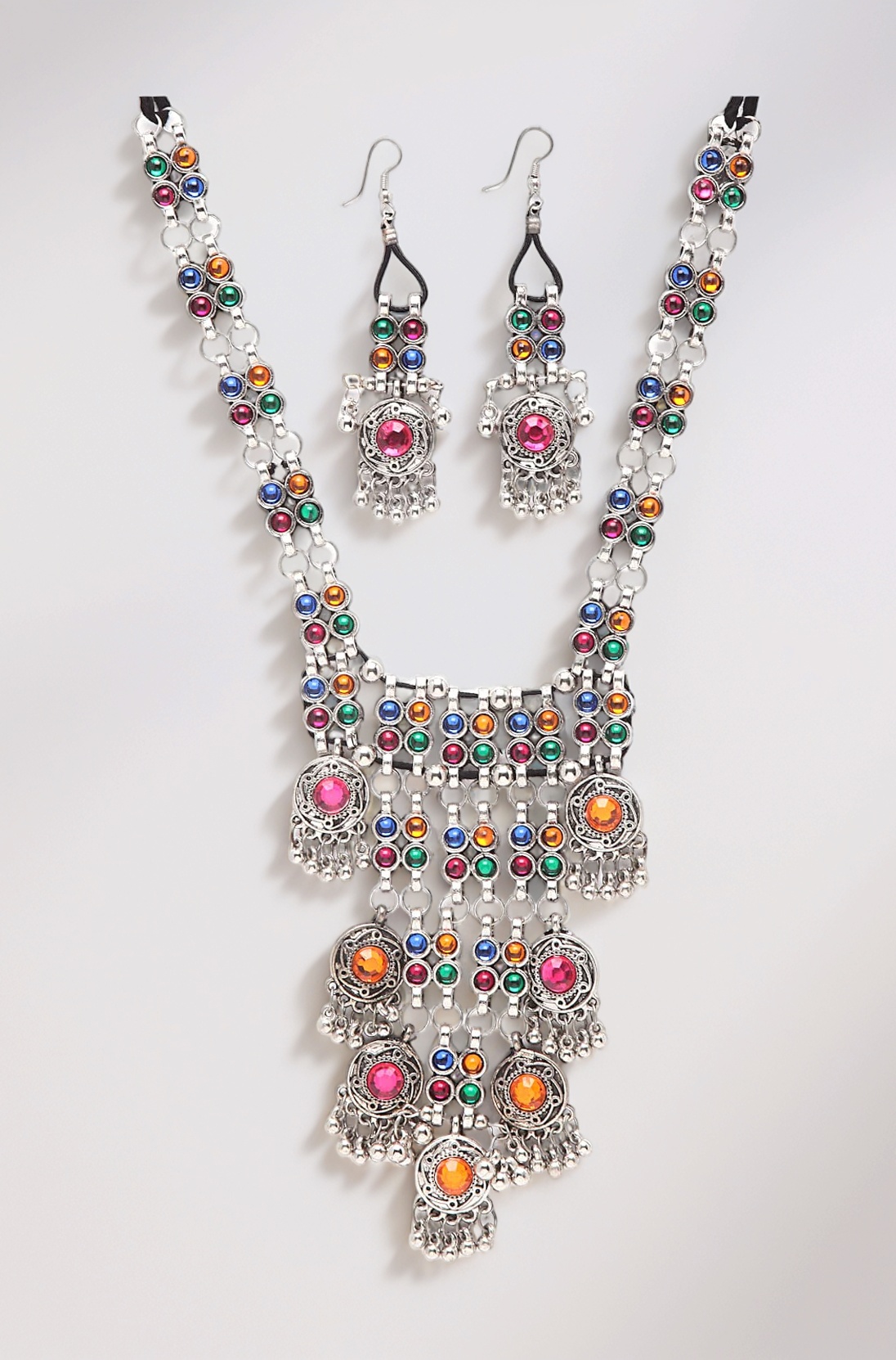 Latest Stylish Traditional Oxidised Silver Necklace Jewellery Set for Women (13110s)