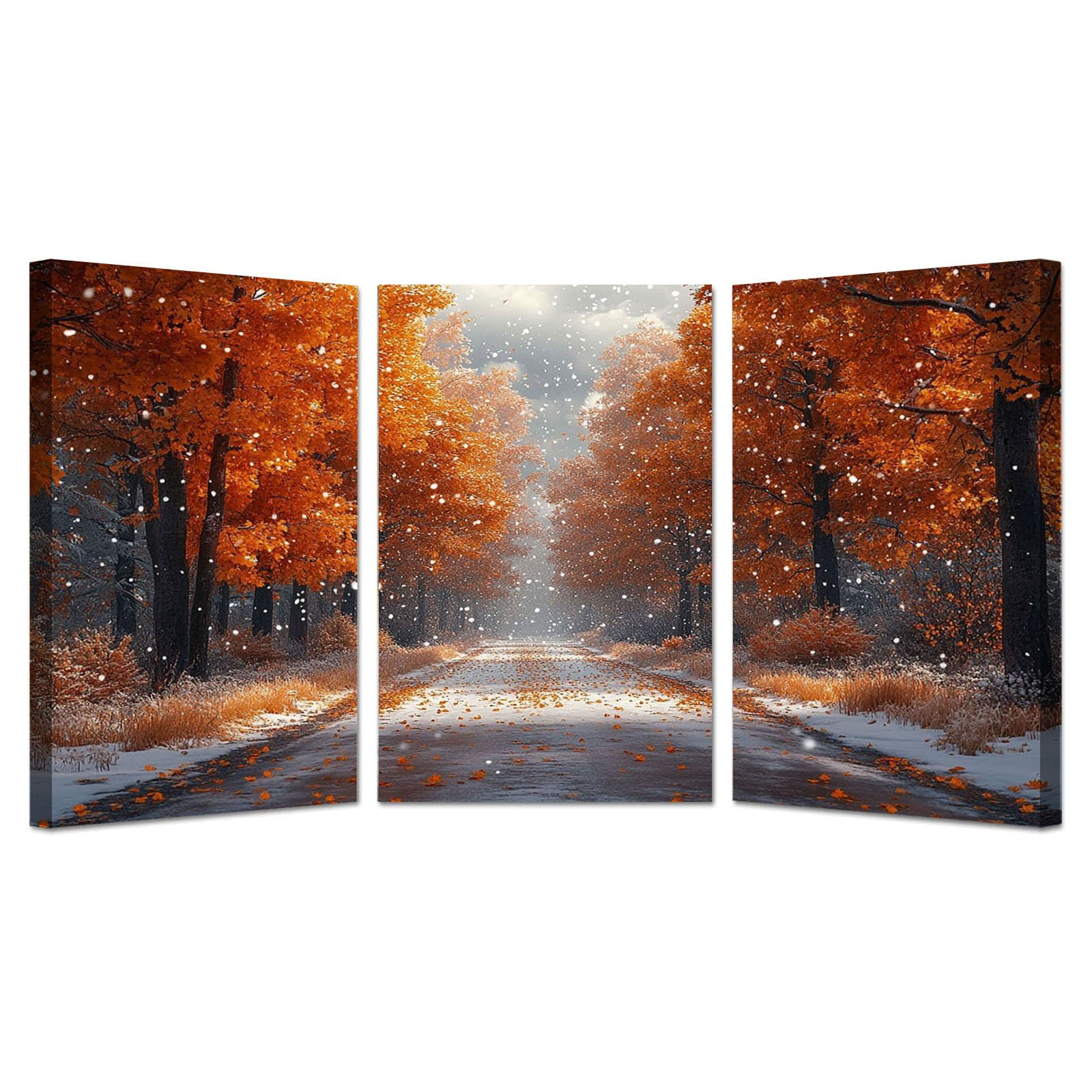 Impression sur toile de qualité supérieure triptyque art wall nature orange moderne - 8