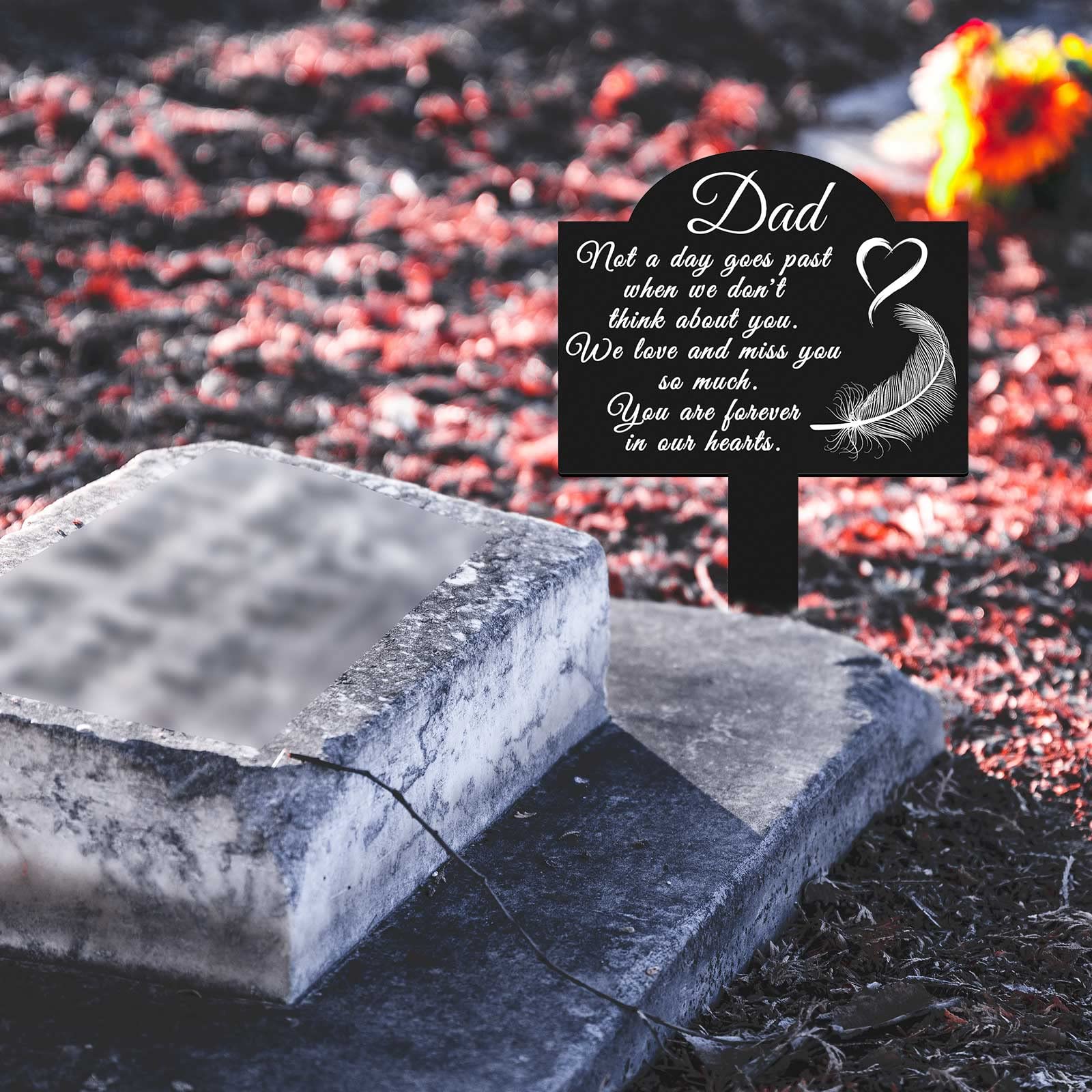 Oooct Metal Garden Stake Graves Cemetery Decorations, Cemetery Memorial Stake for Dad, Metal Yard Stake Grave Markers, Memorial Signs Marker for Dad Grave (13.8 X 7.1 Inches)