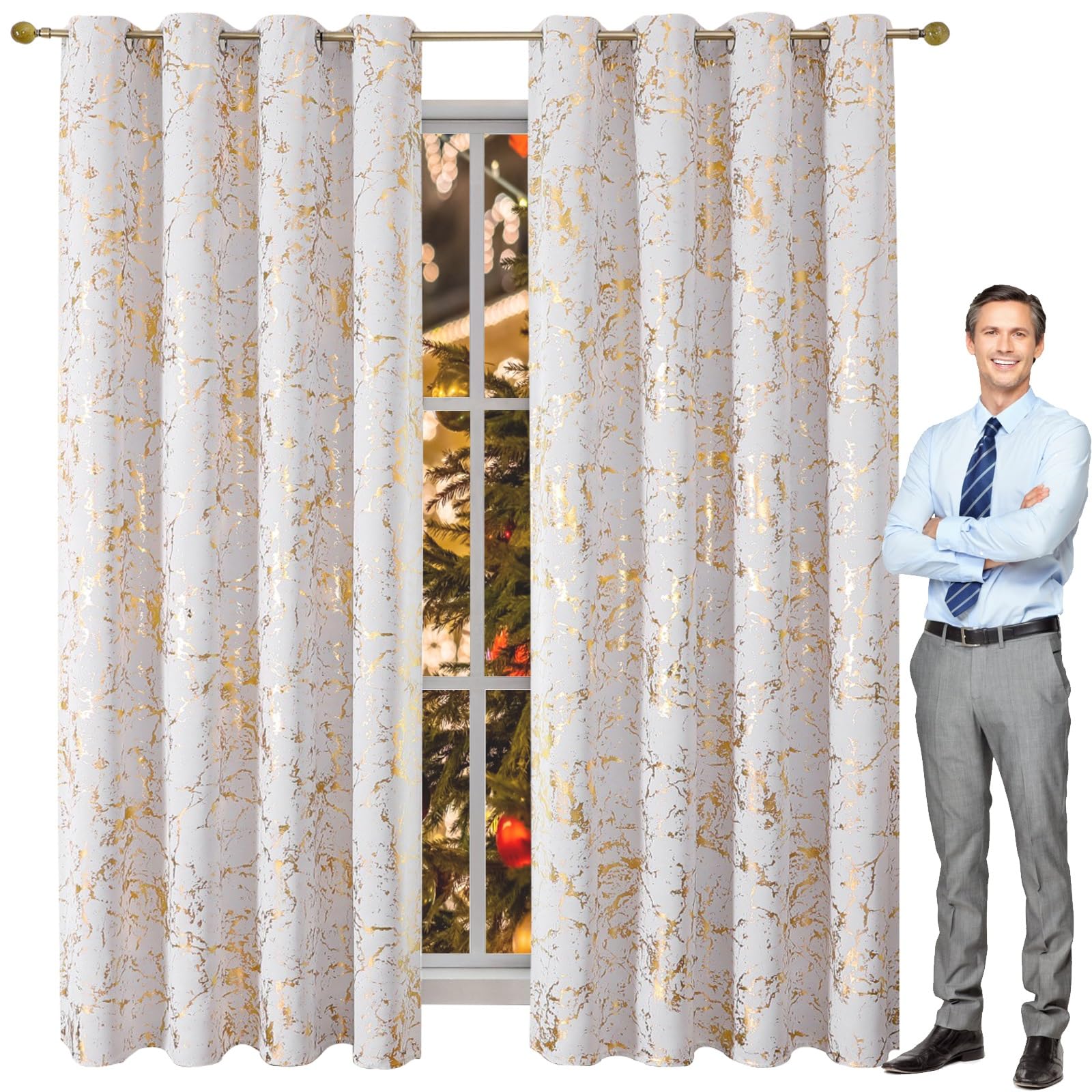 Rideau occultant pour chambre et salon blanc opaque de 165 x 270 cm