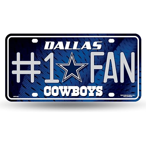 Rico Industries NFL Football Dallas Cowboys #1 Fan Metal Auto Tag