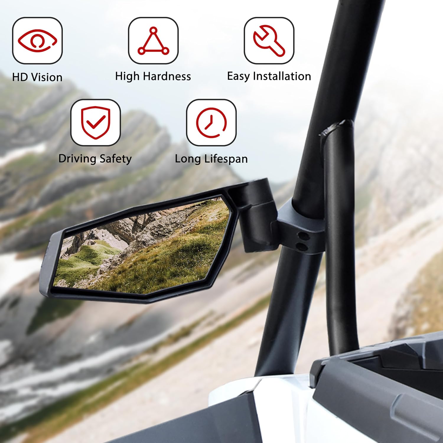 Side Mirrors for 2024 RZR XP 1000, Adjustable Rear View Mirror Folding Side Mirrors for 2024 Polaris RZR XP 1000/ XP 4 1000 Ultimate/Sport/Premium Accessories, 2PCS