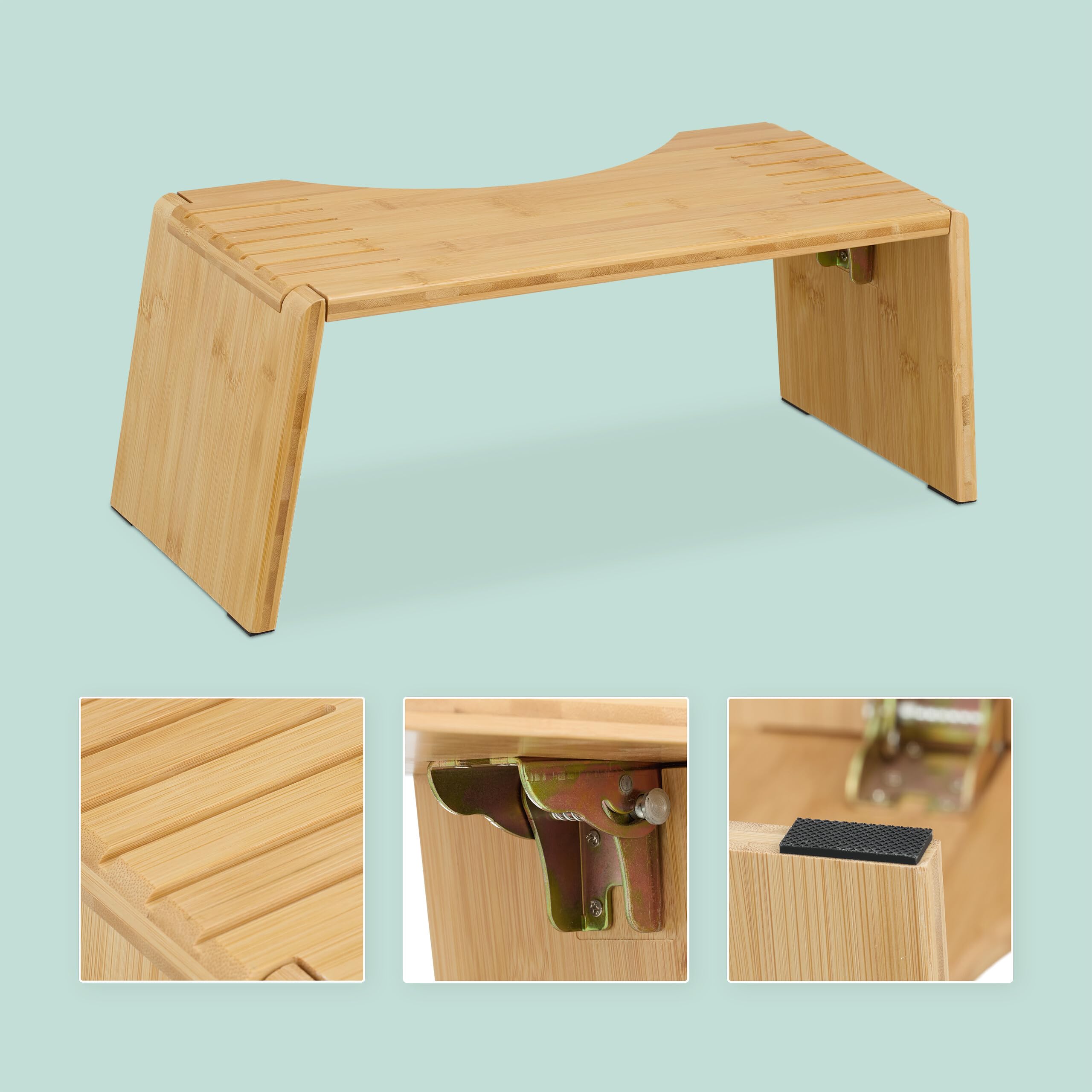 Relaxdays Taburete Fisiológico Plegable, Banco Baño y WC para Defecar, Banquito Sanitario Adulto, 19x48,5x20 cm, Natural