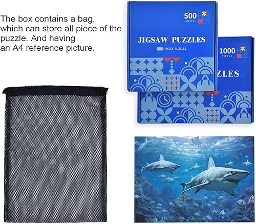 Miniatura 7 de xigua Rompecabezas de tiburones de 1000 piezas para adultos, juego de rompecabezas grande desafiante para adultos y adolescentes, 29.5 x 19.7