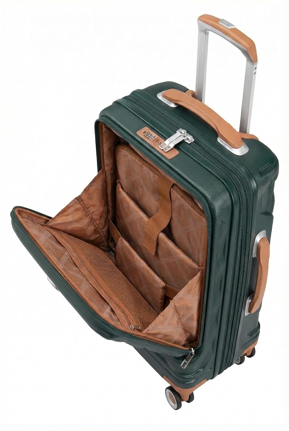 This item- Beautiful Interior Carry-On 8 Wheel Trolley Bag in Dark Green-Cabin 20 Inch Front Expandable Hard Case with Padded Laptop Section This item- Beautiful Interior Carry-On 8 Wheel Trolley Bag in Dark Green-Cabin 20 Inch Front Expandable Hard Case with Padded Laptop Section