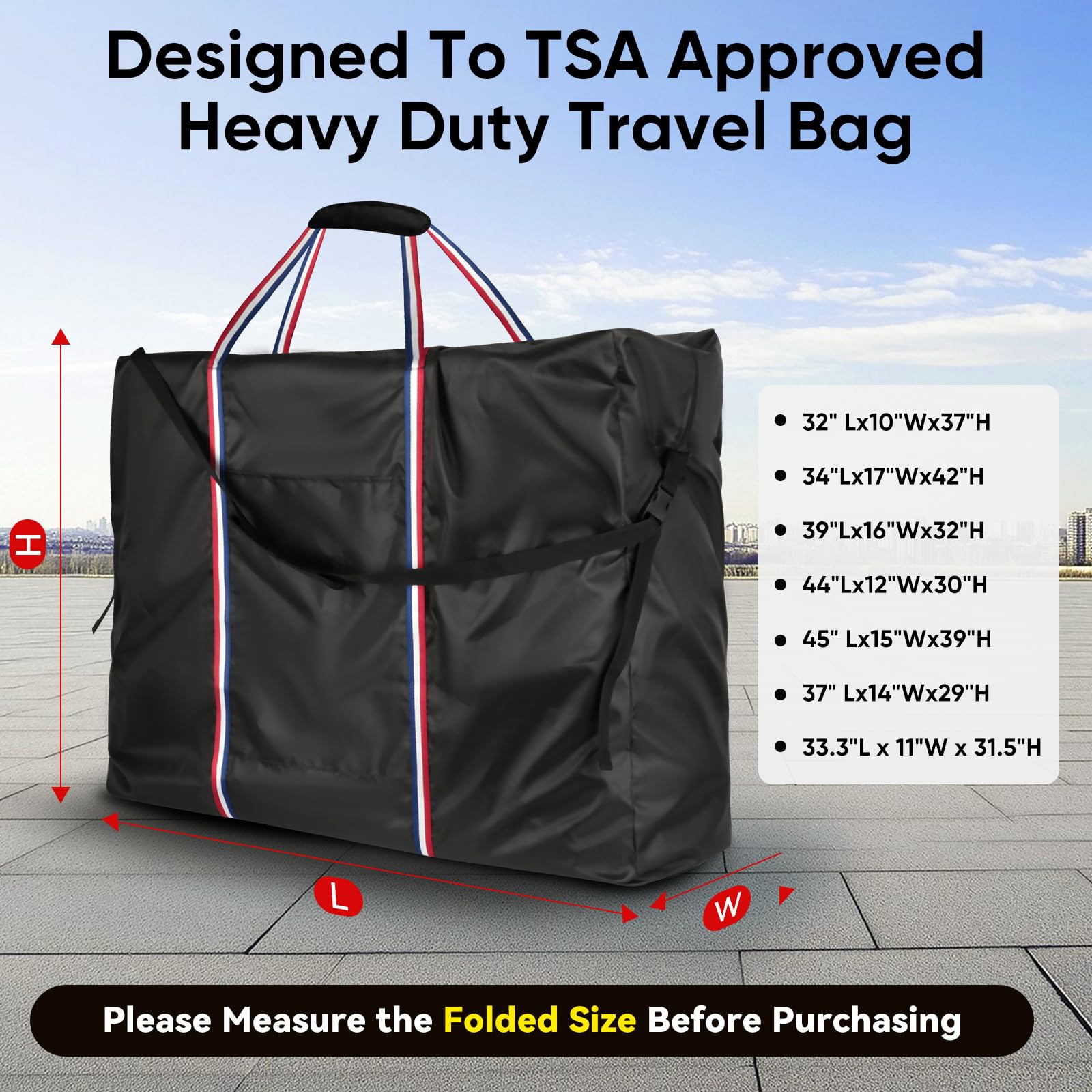 Rollator - Bolsa de viaje impermeable para silla de ruedas para andador plegable, silla de ruedas compacta, funda de transporte portátil para coche y avión TSA viajes, Black, 39"Lx16"Wx32"H