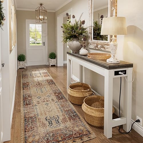 Miniatura 8 de Cyclysio Mesas de consola de 47 pulgadas para entrada, mesas de consola estrechas para sala de estar, mesa detrás del sofá, mesa de pasillo de Gris