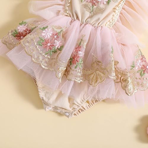 Miniatura 6 de Mubineo Ropa de verano para bebé niña, mameluco de encaje, vestido de falda, trajes de princesa, sin mangas, traje de flor para recién nacido