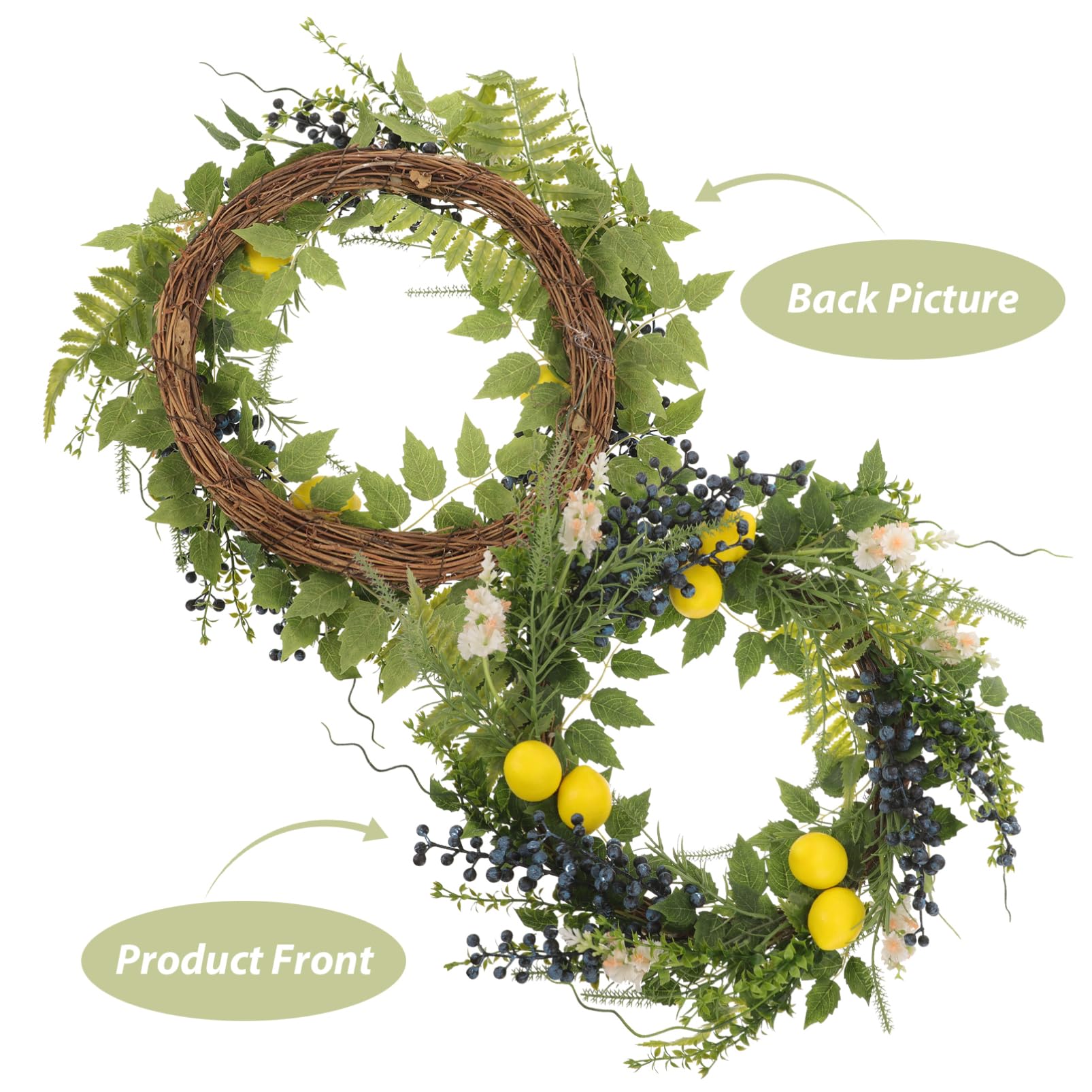 Cabilock Ghirlanda Artificiale Limoni e Mirtilli Decorazione da Appendere per Porta d Ingresso Ghirlanda Finta per Interni Ornamento Primaverile per Casa e Feste