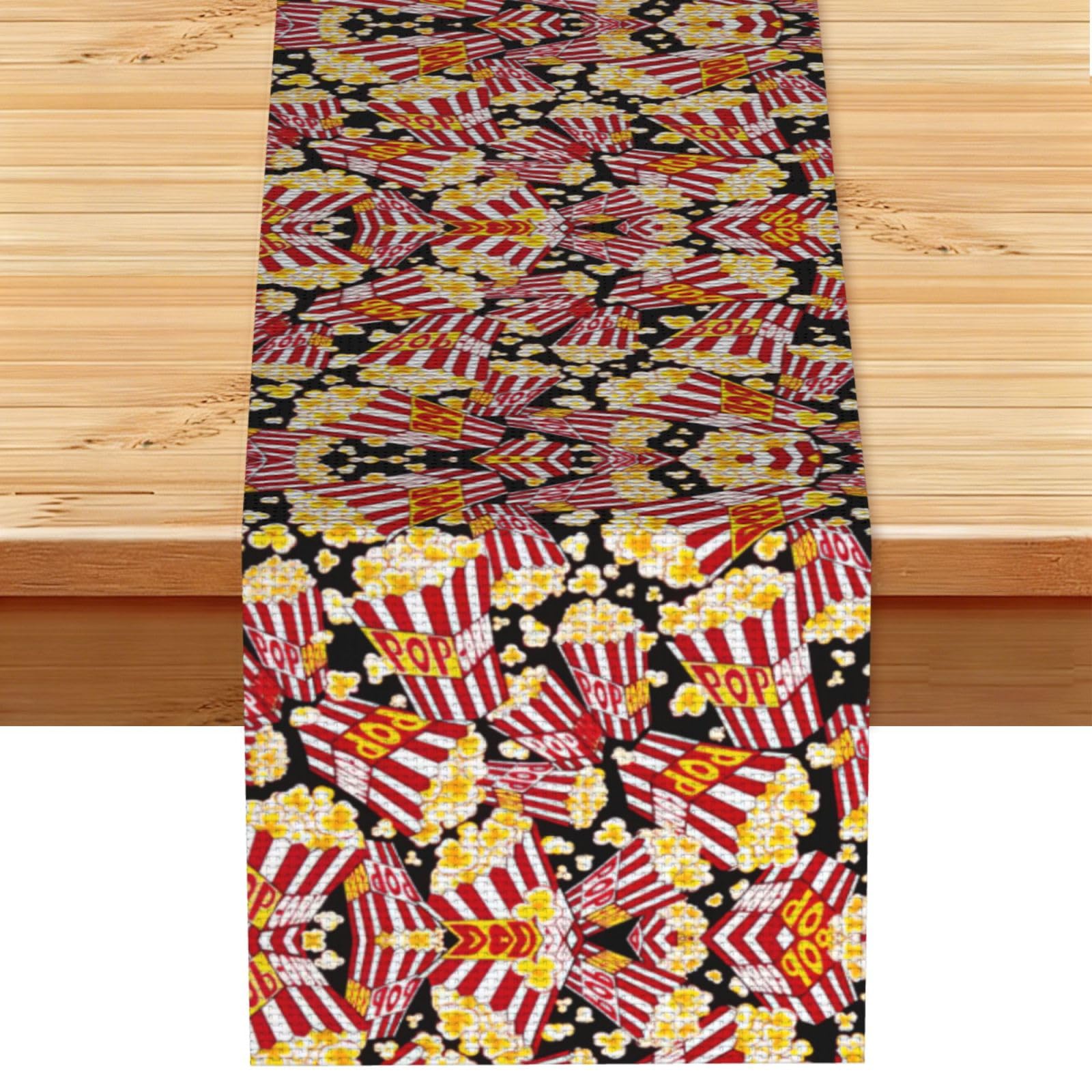 Popcorn Print Printed Dining Table Runner 13x72 Inch, Non-Fading Decor for Kitchen Dresser Fireplace Mantel