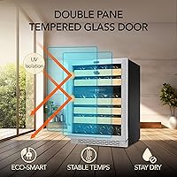 Vista 9 de Whynter BWR-462DZ 46-Bottle Dual Temperature Zone Refrigerador de vino integrado, plateado 46 botellas, plateado