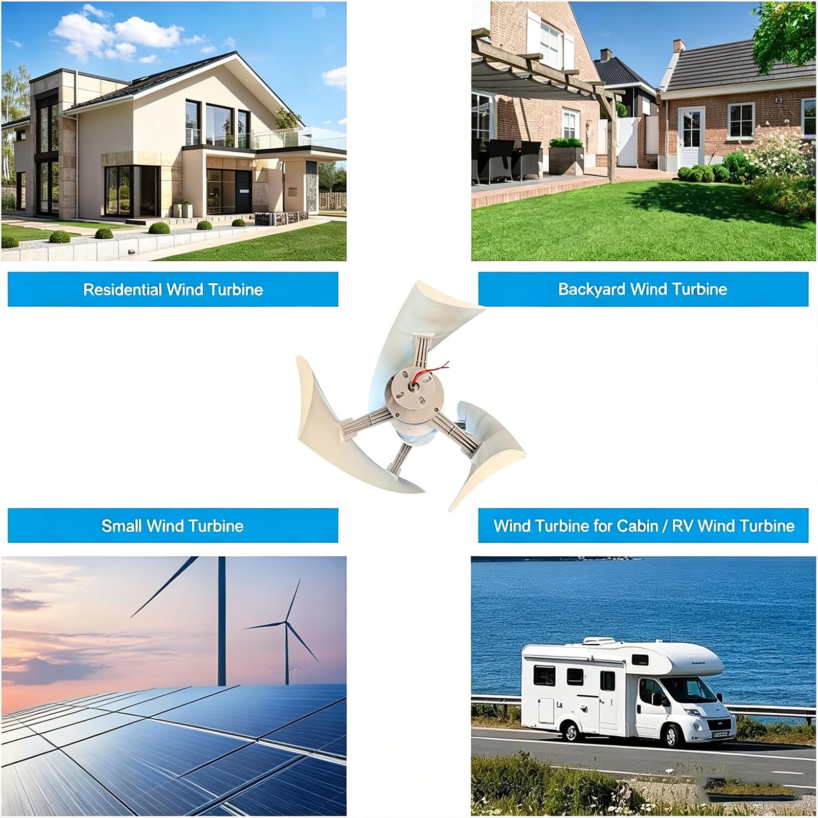 Kit De Energía Para El Hogar De 400 W, Kit De Generador De Turbina Eólica, Generador De Energía Eólica Compacto Fuera De La Red Para Uso Residencial, En Barcos, Cabañas, Vehículos Recreativos Y