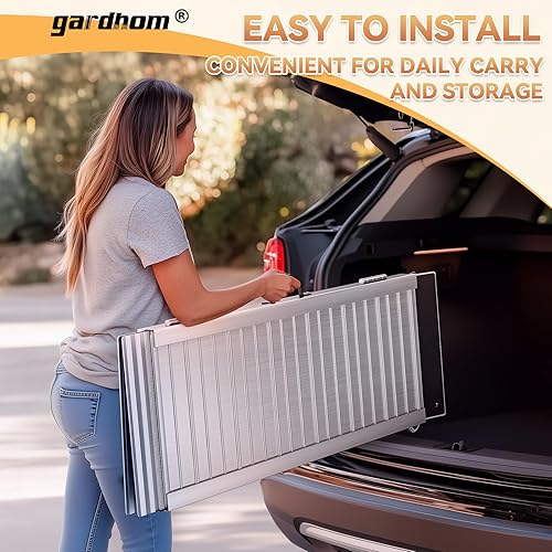 Miniatura 4 de gardhom - Rampas para sillas de ruedas de 4 pies, 800 libras, extra anchas, 31.3 pulgadas, rampa plegable portátil de aluminio de 4 pies para