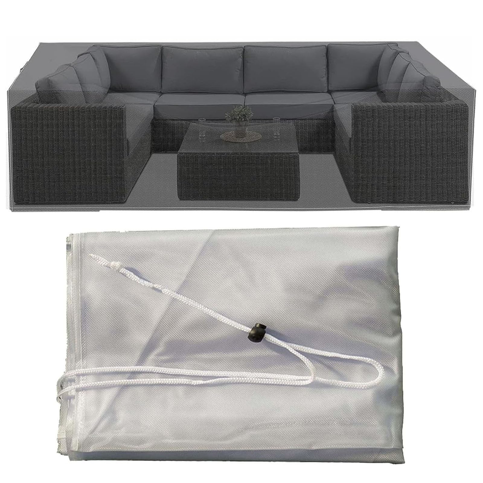 Copertura In Telo Trasparente Resistente All'acqua E Allo Strappo Copertura Per Mobili Da Giardino Da Esterno Rettangolare Con Coulisse Per Poltrona (Size:145x145x70cm/57x57x27.6in,Color:Cancella)