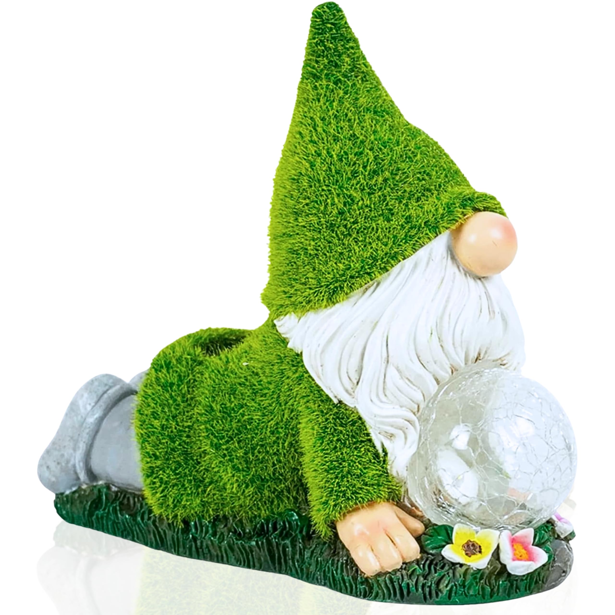 Gnomo Yoga con Luz Solar – Figura Decorativa de Jardín en Resina – Enanito Exterior con Burbuja Luminosa LED – Adorno Relajante para Jardín, Patio y Terraza