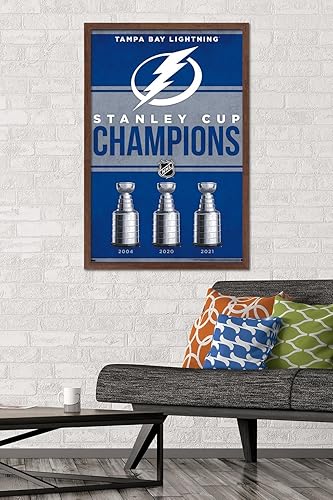 Miniatura 2 de Trends International NHL Tampa Bay Lightning - Póster de pared de Champions 23, 22.37 x 34.00 pulgadas, versión enmarcada de caoba