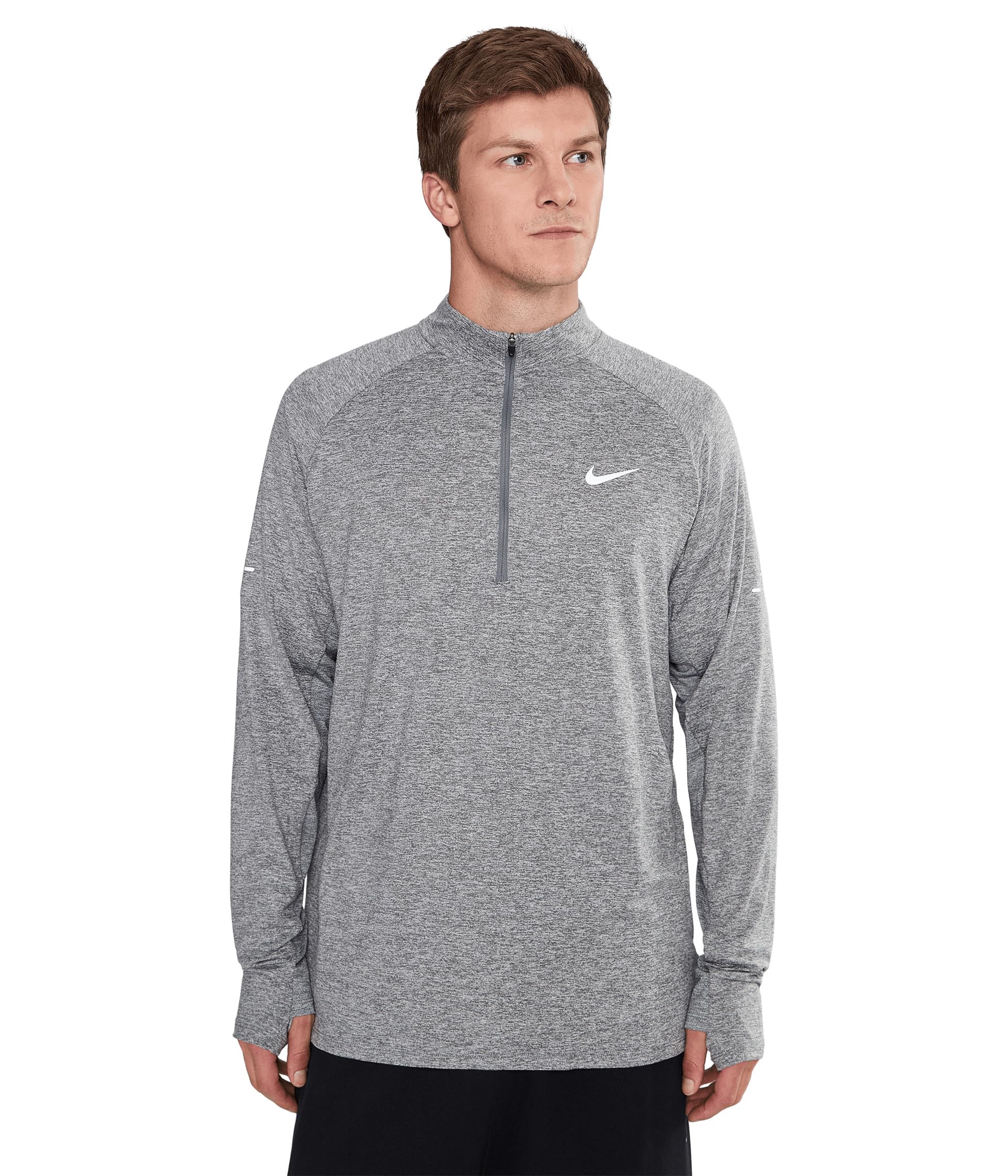 Nike Męska bluza M NK DF STRIDE HZ Materiał funkcjonalny Bieganie Smoke Grey/Htr/Reflective Silv M