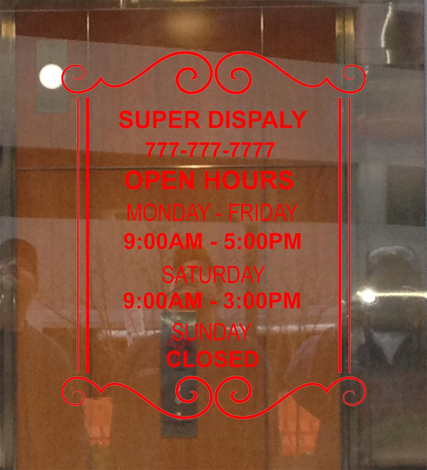 Custom Store Business Office Hours Vinyl Window Glass Door Decal Sticker Sign 12"(W) x14(H)