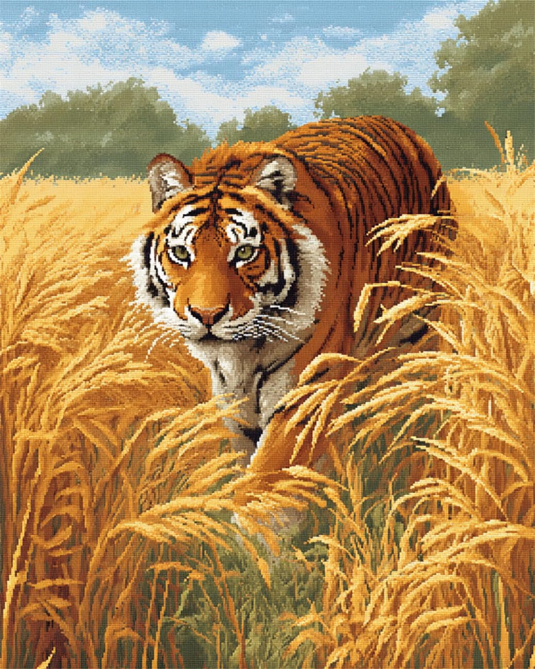 RKFLGEW DIY Embroidery Beads Set Fantasy Tiger 30x40cm