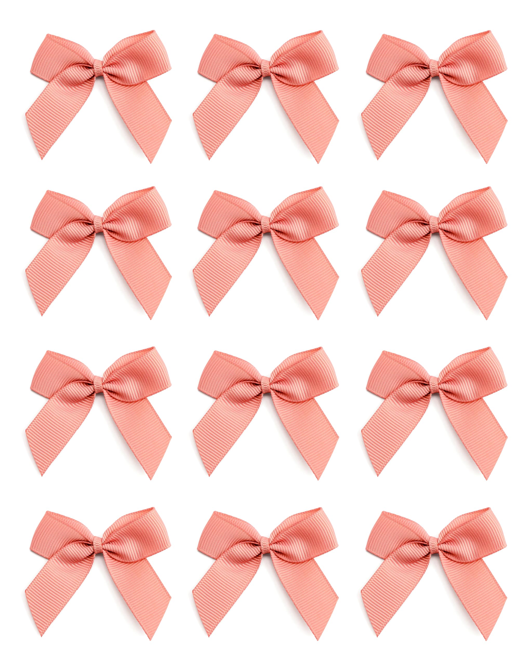 Italian Options Small Grosgrain Ribbon Bows, Self Adhesive Bows for Crafting, Gifts, Sewing, Hair Bow, Wedding Stationery, Floristry, Cakes, Crafts, Decorations, Rose Gold, 24 Pack, 5cm