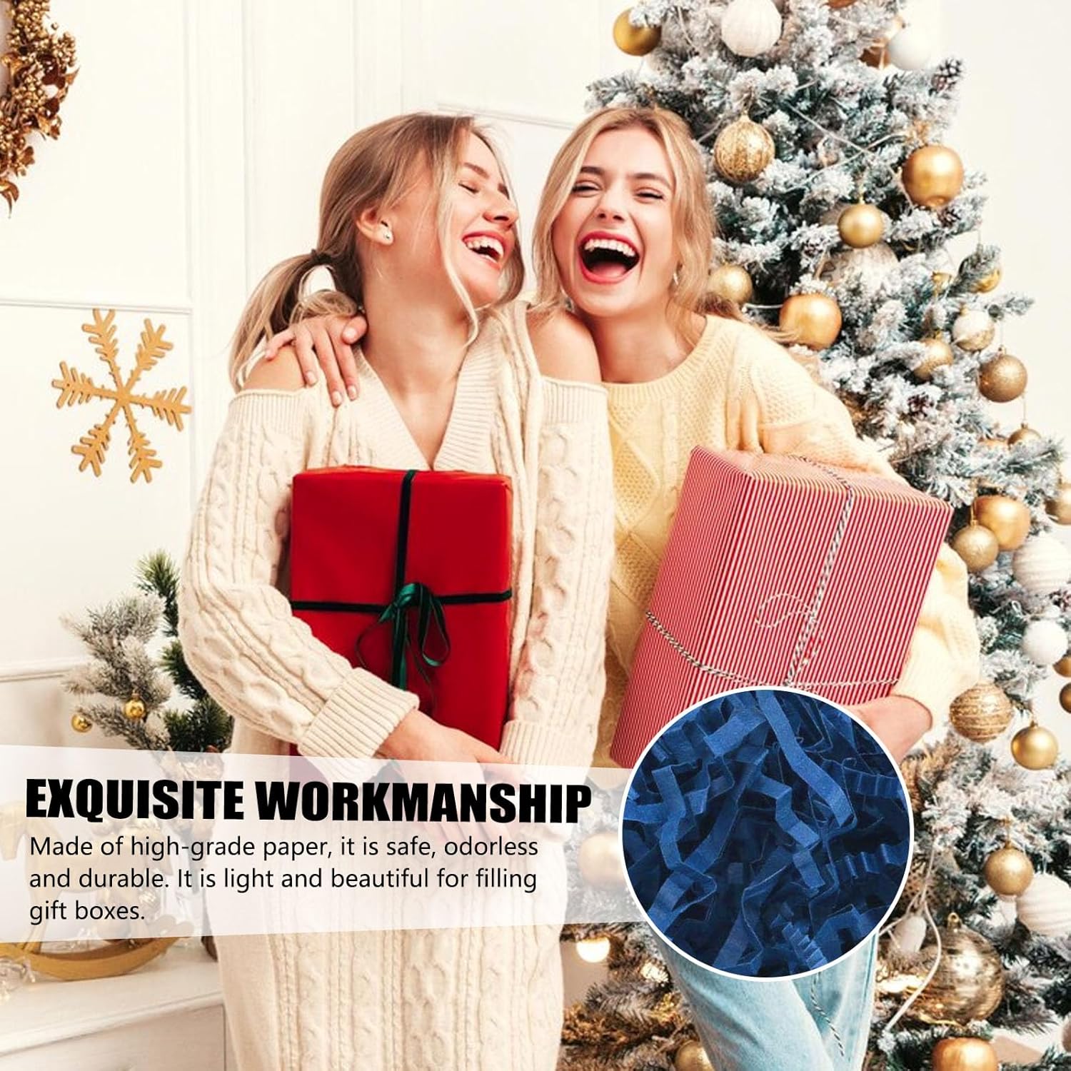 ZEBMOON 1 LB Navy Blue Crinkle Cut Paper Shred Filler Great for Gift Wrapping, Basket Filling, Birthday, Wedding, Halloween, Thanksgiving Christmas Day, New Year Party Decorations Filling Supplies - Image 6