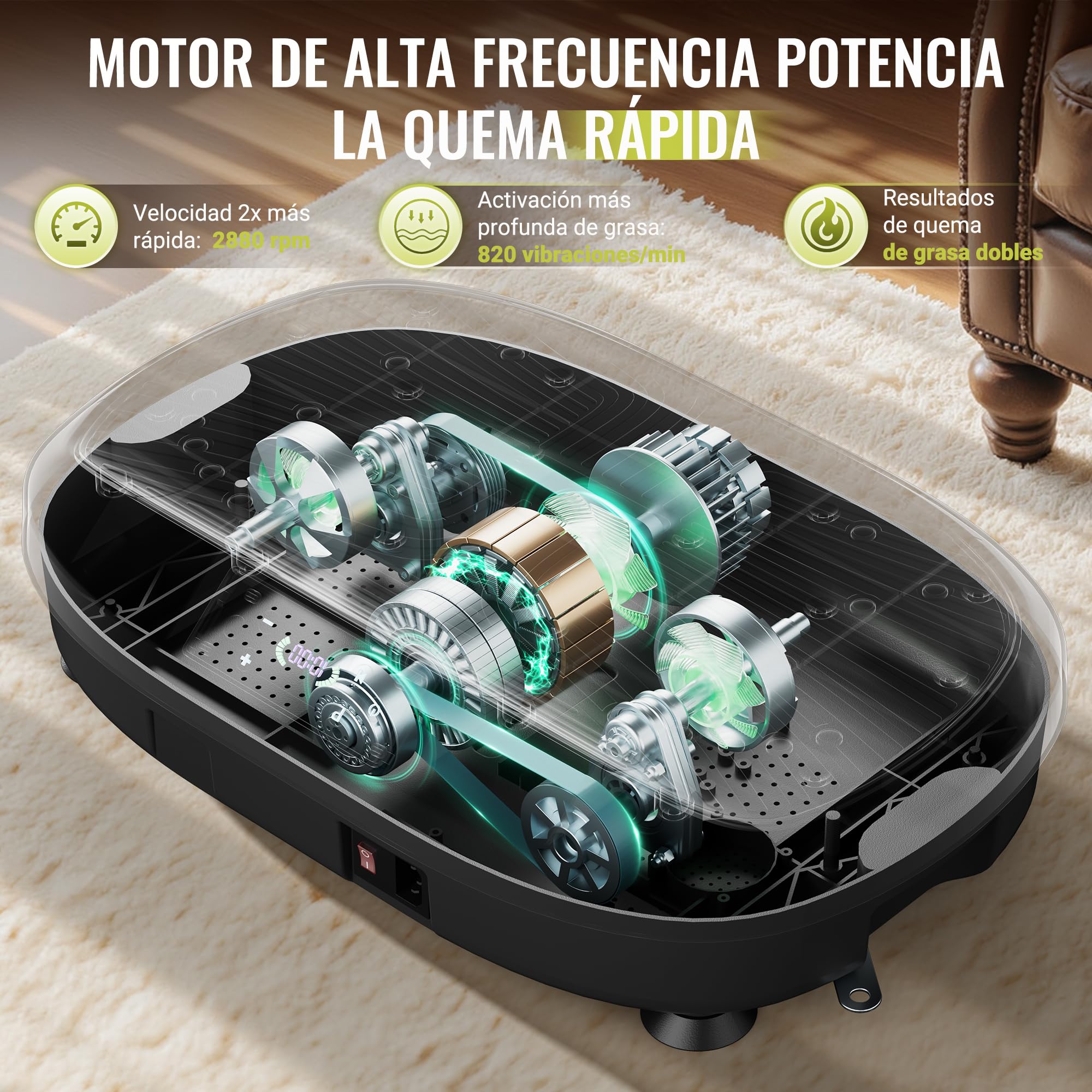FLYBIRD Plataforma Vibratoria, Máquina de Ejercicio de Placa de vibración para Entrenamiento Corporal Completo, Ideal para Aumentar la Densidad ósea y Drenaje linfático