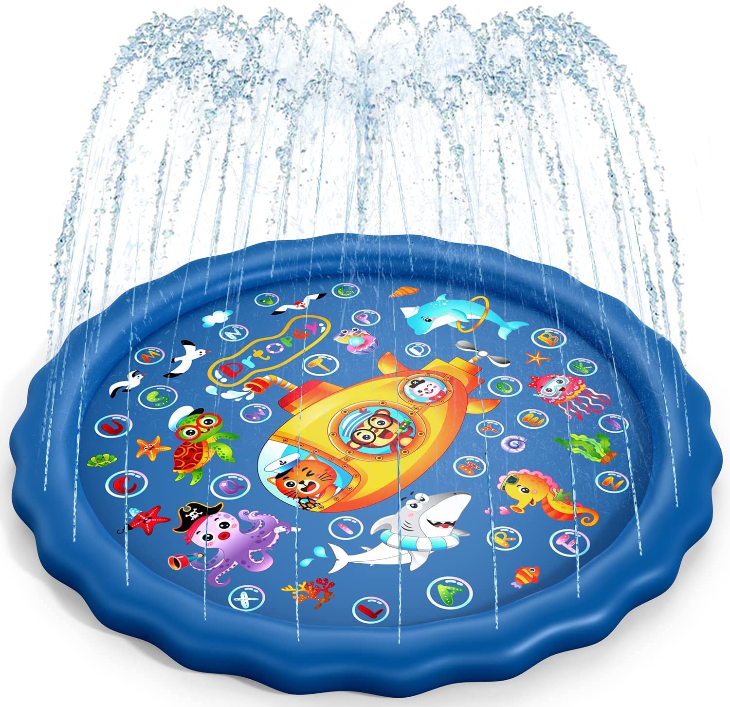 Non-Slip Splash Pad for Kids and Dog, Thicken Splash Pads for Toddlers Kids Sprinklers for Outside,Kids Pool Summer Outdoor Water Toys for Backyard (67inch)