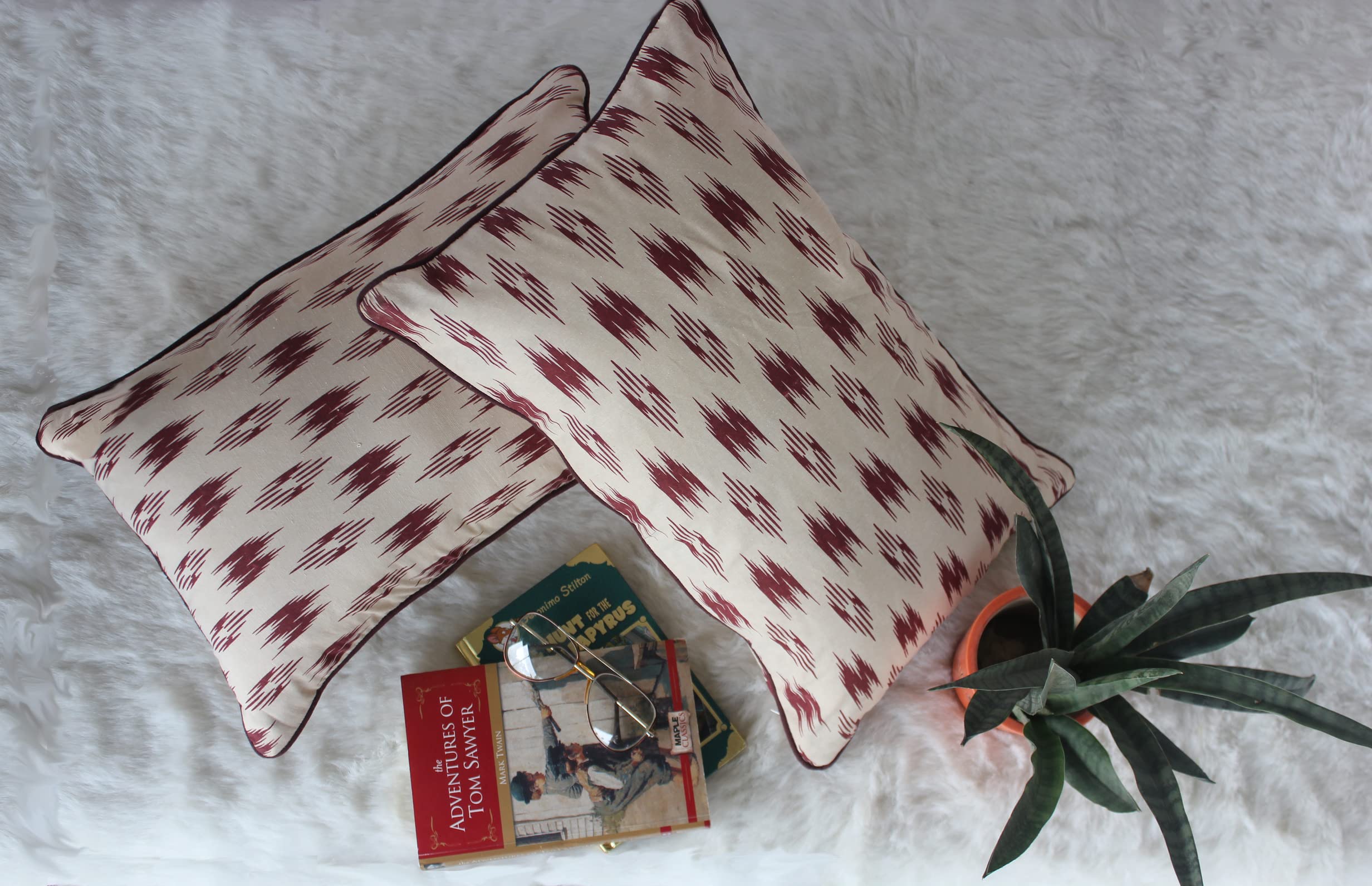 Dekor World 2 Piece Regular Cotton Pochampaaly Weave Ikat Printed Collection Pillow Cover (Black,12x20 inches or 30x50 cm)-for Living Room and Bedroom-image-6