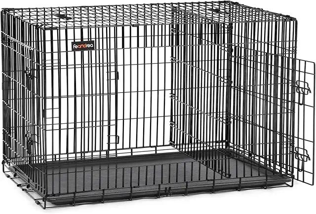Cage pour Chien FEANDREA 2 Portes 122x74.5x80.5 cm Noir - Abri Sécurisé