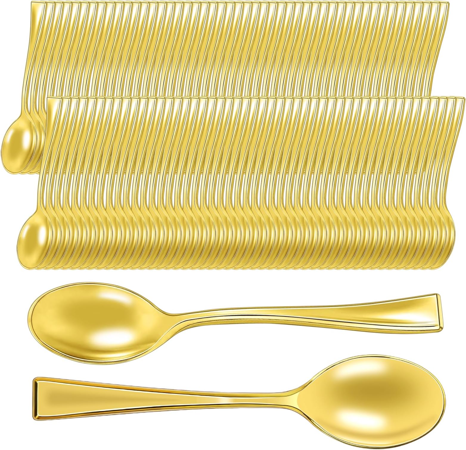 Fansunta 100 Pieces Disposable Plastic Mini Gold Spoons