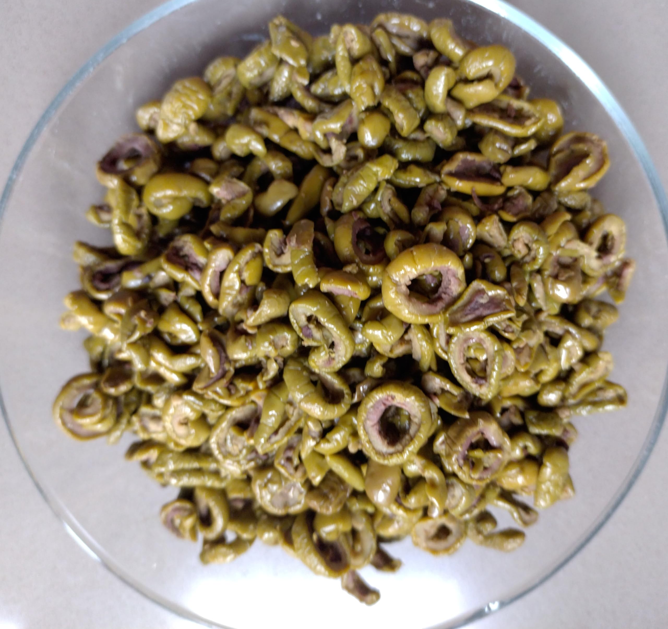 Olivenringe getrocknet von der grünen Hojiblanca Olive aus Spanien, Andalusien
