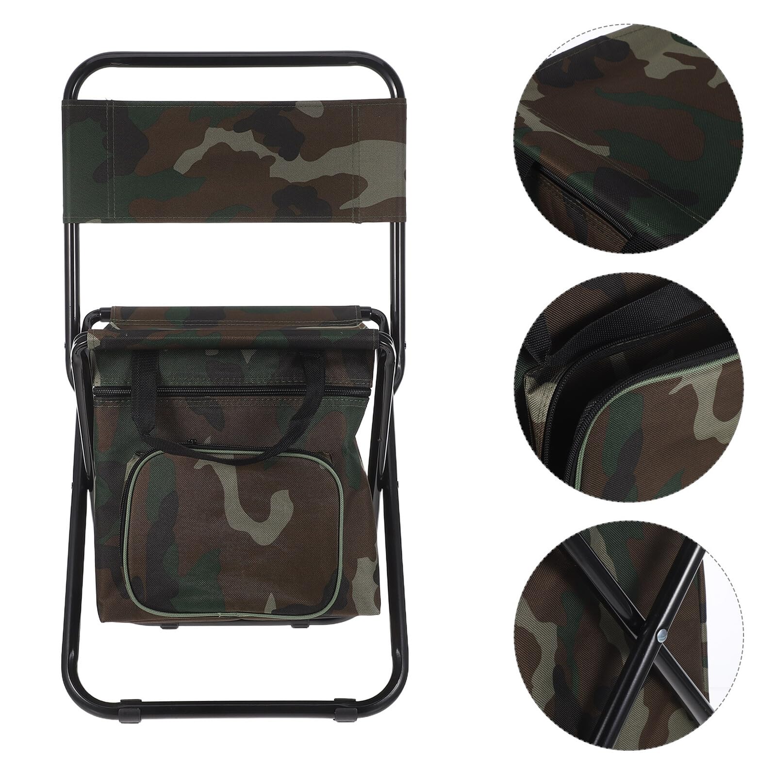 ABOOFAN Sgabello Pieghevole da Campeggio con Schienale Ergonomico e Borsa Termica Integrata Sedia Portatile Compatta per Pesca Escursionismo e Outdoor Sedile Traspirante e Facile da
