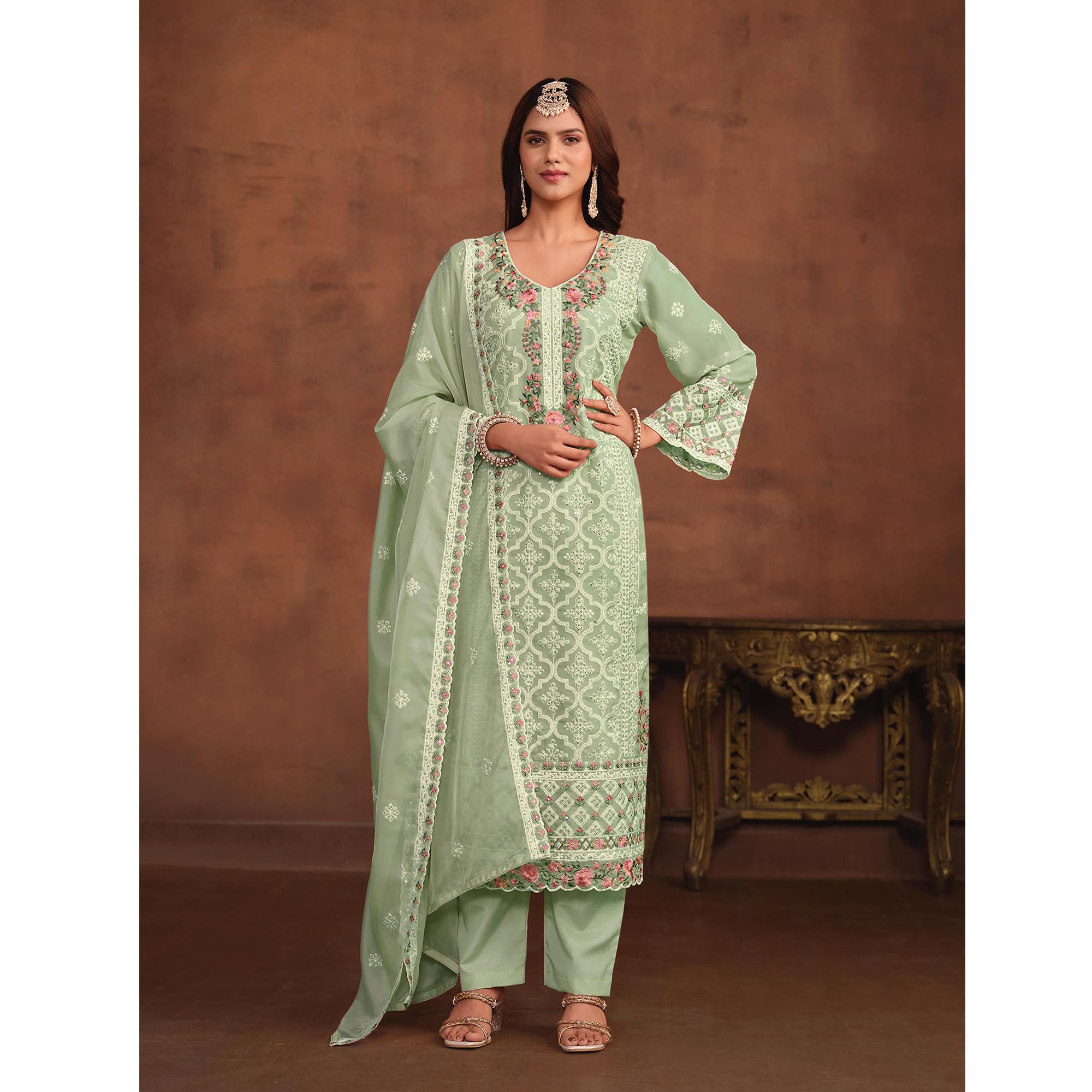 Abbigliamento evento Pakistano Pantaloni Pantaloni Abiti Indiano Designer Cucito Salwar Kameez Vestito