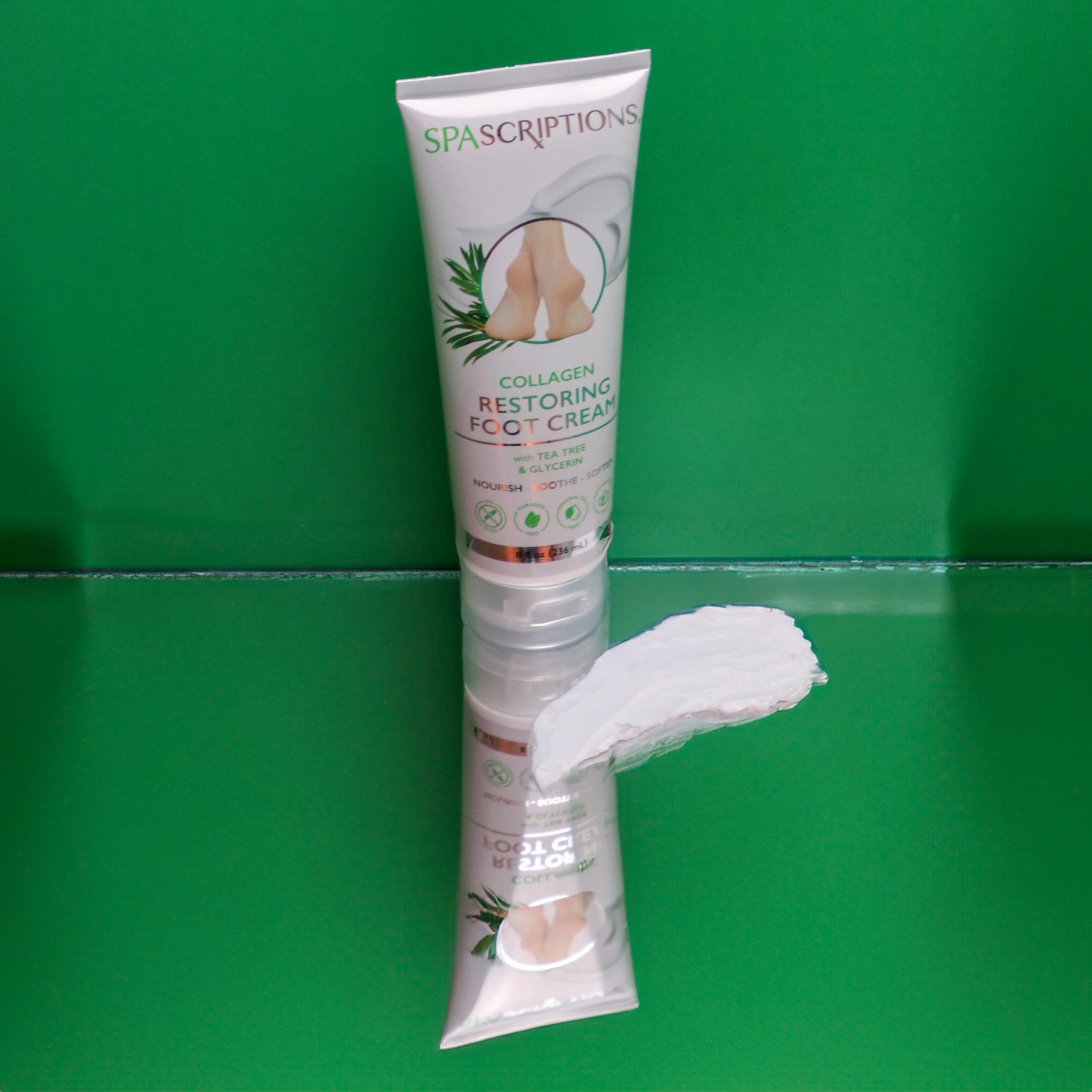 Crema restauradora de colágeno para pies, alivio para pies secos y agrietados, hidrata y repara con árbol de té, glicerina, ácido glicoílico, tubo de 8 onzas 4