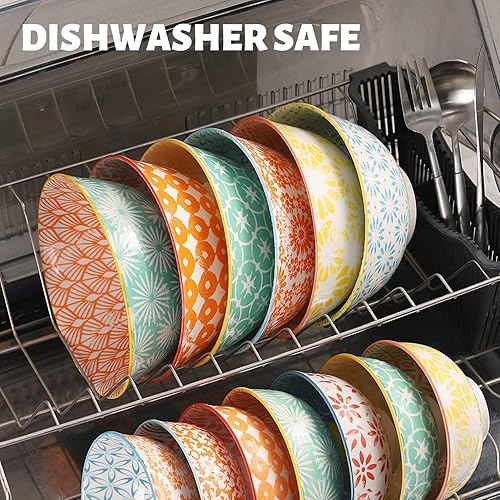 Miniatura 5 de FERAHI Juego de 6 cuencos para cereales, cuencos de cerámica de 26 onzas, cuencos de sopa, cuencos para cocina, juego de cuencos para ensalada,