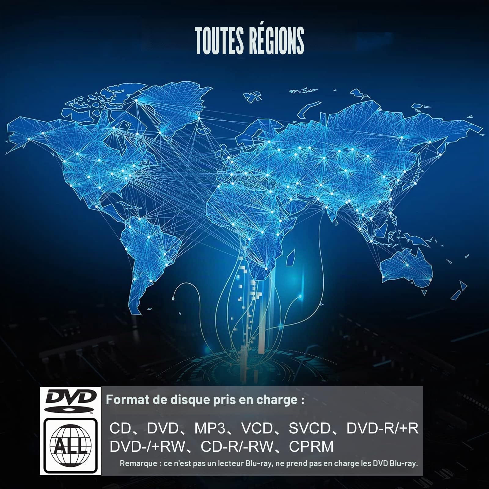 Ceihoit – Mini Lecteur DVD, Lecteur CD/Disque DVD pour TV avec Sortie HDMI/AV, câbles HDMI/AV Inclus, HD 1080P Pris en Charge avec système PAL/NTSC intégré
