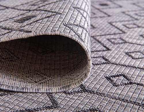 Vista 144 de Unique Loom Alfombra Colección enrejado Marroquí Celosía Transicional Interior y Exterior, Polipropileno Gris carbón/natural