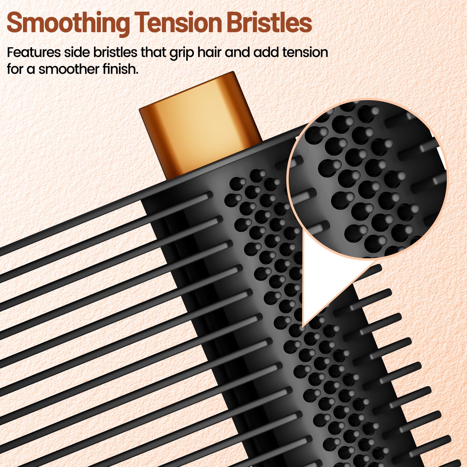 Peigne de tension à dents larges pour Dyson Airwrap HS01 HS05 HA08, poils latéraux rotatifs pour ajouter une tension supplémentaire à l'accès profond des racines avec flux d'air de précision