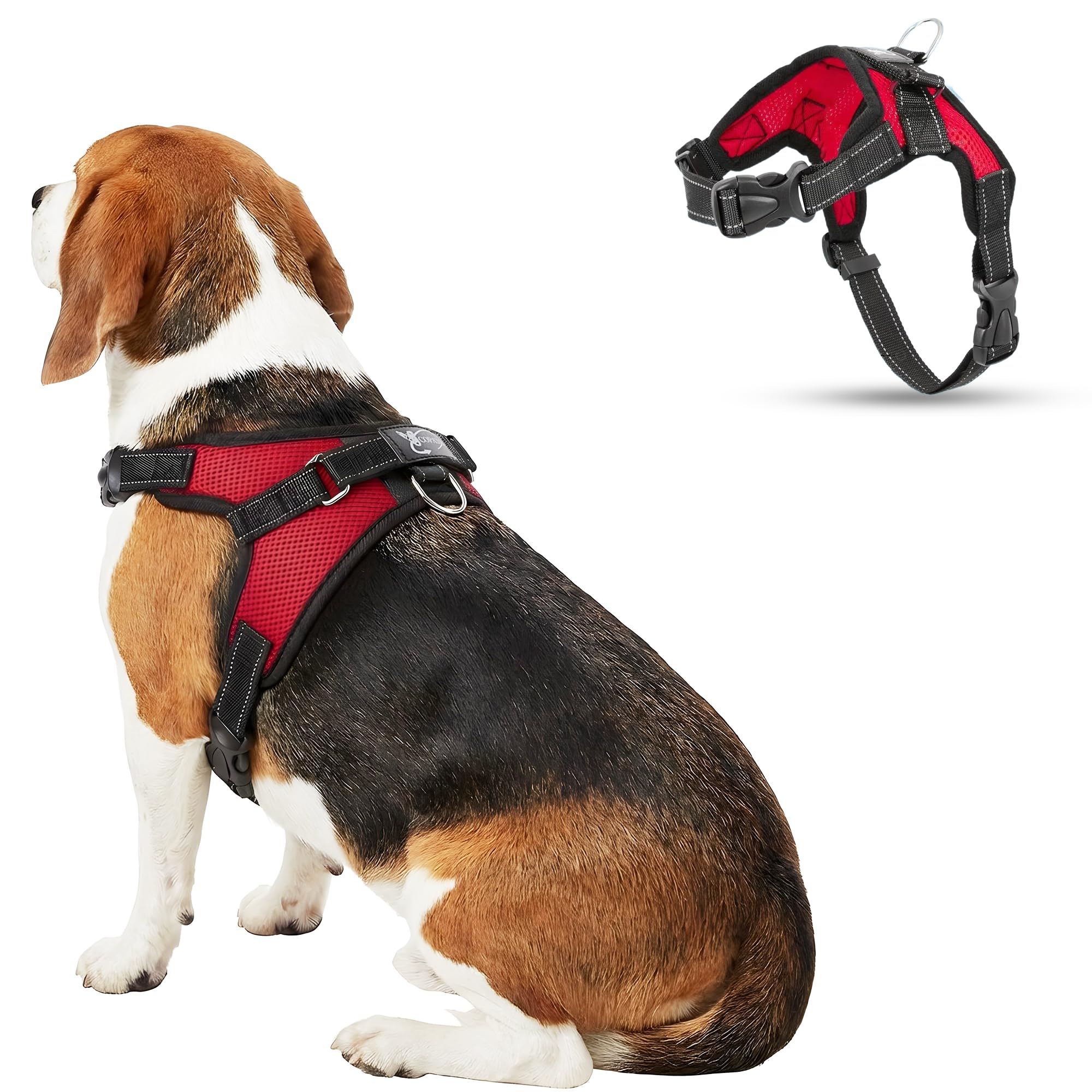 Copatchy No Pull Reflective Adjustable Dog Harness With Handle- Comfortable Soft All Weather Mesh, Easy On Puppy Harness For Small Medium and Large Dogs (Red) Medium — image 1