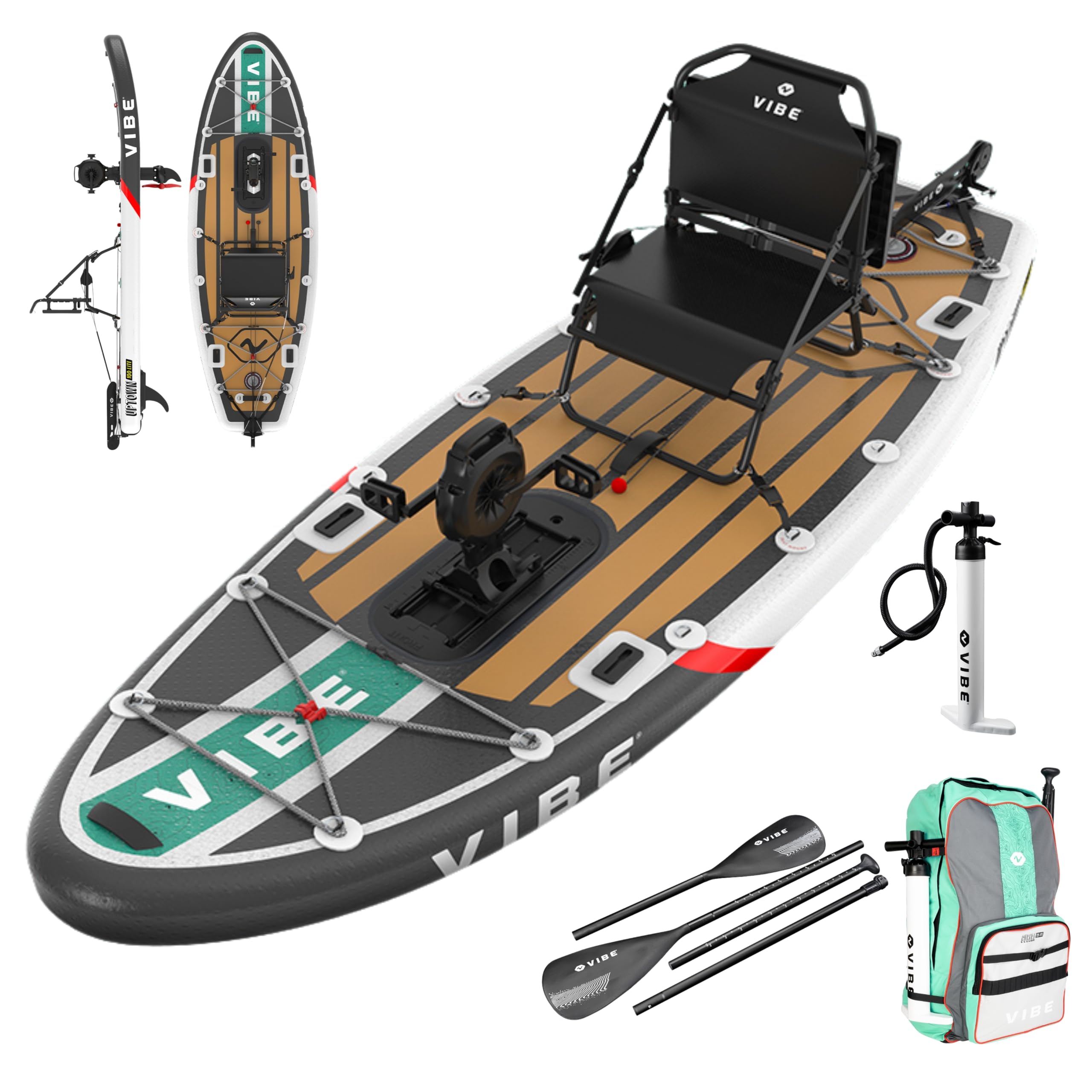 Uptown 100 Lite Inflatable Paddle Board with Seat & Pedal Drive | Includes Paddles, Pump, Carrying Bag | 10ft, Easy Storage & Transport