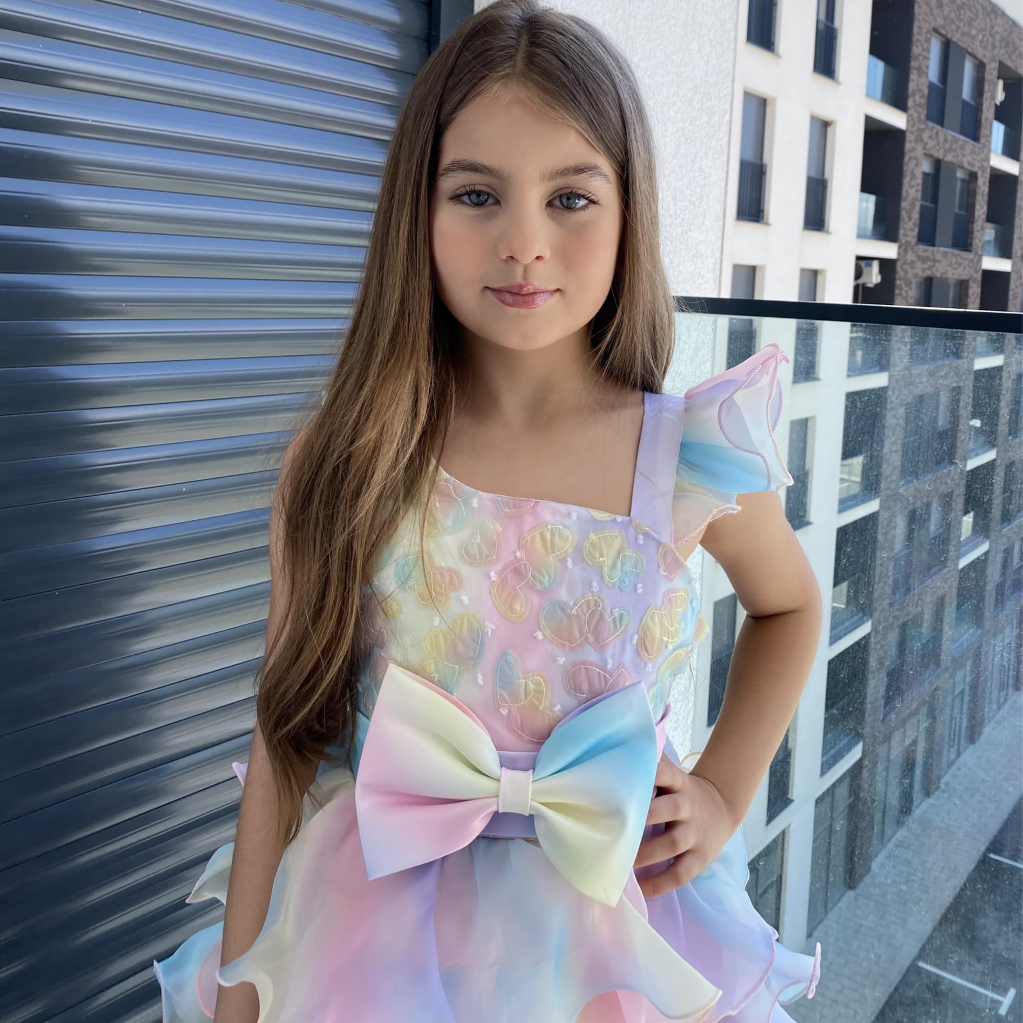 Miipat Niña Vestidos de un Hombro con Lentejuelas Princesa Sin Mangas Vestido de Dama de Honor de Boda Vestido de Tul para Fiesta