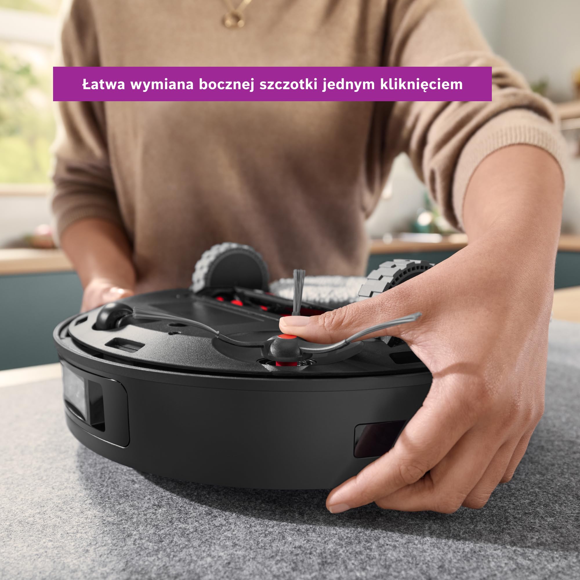 Bosch Boczna szczotka BHZRSB do wszystkich robotów sprzątających Spotless, skuteczne czyszczenie krawędzi i narożników, odłączana konstrukcja