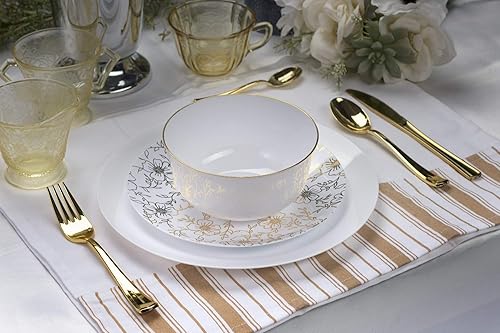 Trendables Paquete de 60 vajilla de plástico desechable de primera calidad - El diseño Versa incluye 20 platos llanos de 10.25 pulgadas, 20 platos