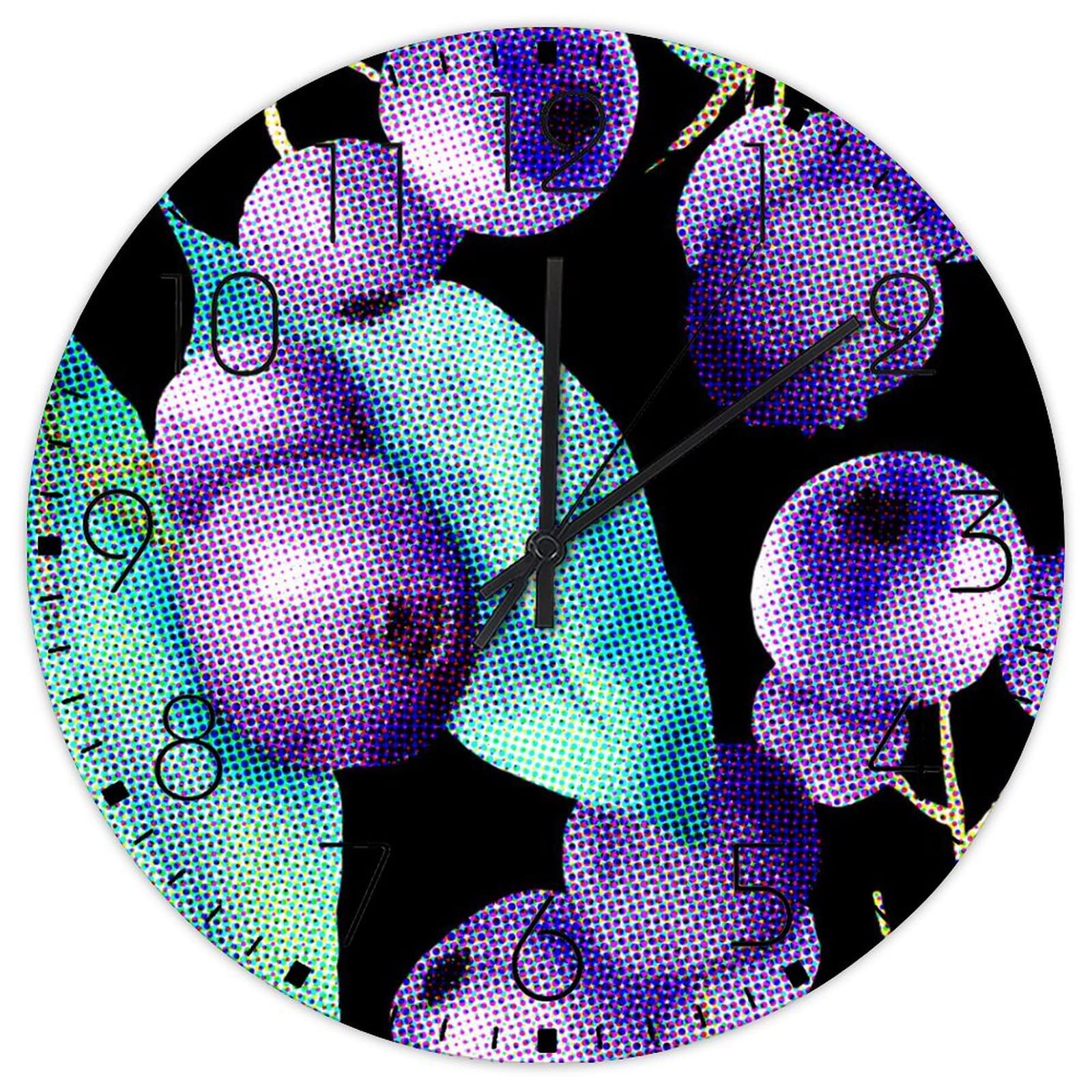 Horloge murale silencieuse au motif myrtille rétro et feuilles vertes de 30,5 cm