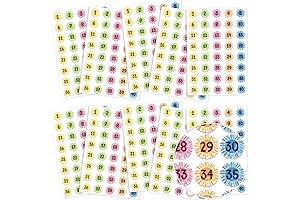 Pasimy Number Stickers for Classroom, 12 Sheets Self-Adhesive Classroom Number Labels