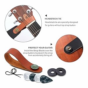 Nefelibata Guitar Strap, Nylon Print Snakeskin Guitar Straps with Head Cowhide Leather Ends for Bass, Electric & Acoustic Guitars, Free Strap Button, 1 Pair Strap Locks and 4 Guitar Picks
